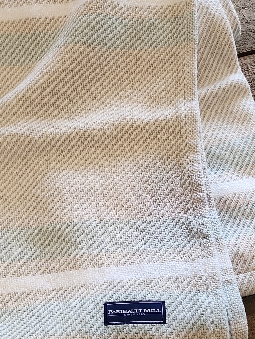 Faribault Mill Cream & Pale Sage Woven Throw